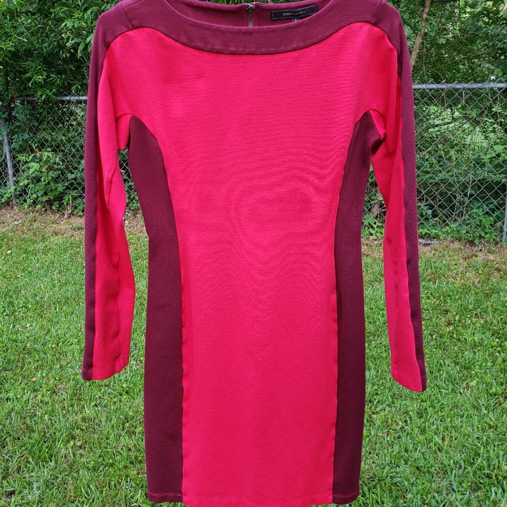 BCBG Maxazria red/burgundy color block dress size medium